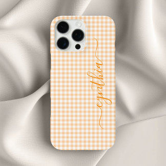 Tiny Peach Gingham Signature iPhone 16 Pro Max Case