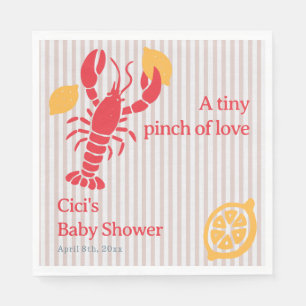 Tiny Pinch Of Love Lobster Lemon Girl Baby Shower Napkins
