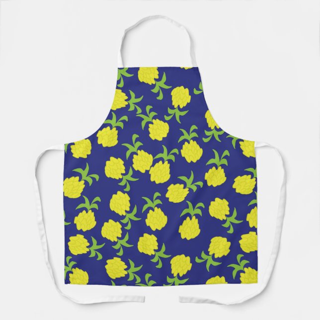 Tiny Pineapples Navy Blue Apron (Front)