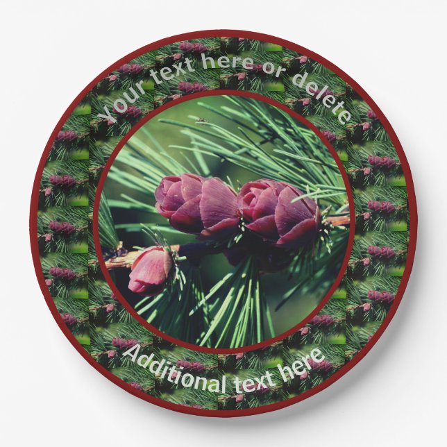 Tiny Pinecones Nature Personalized Party  Paper Plates (Front)