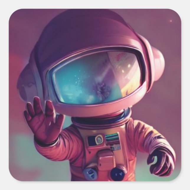 Tiny Pink Alien Square Sticker (Front)