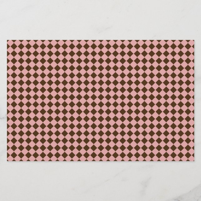 Tiny Pink and Brown Diamonds Scrapbooking Paper (Front)