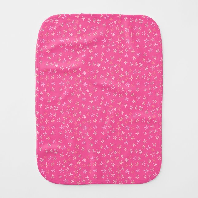 Tiny pink flowers  baby burp cloth (Front)