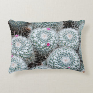 Tiny Pink Flowers Cactus Plants Accent Pillow