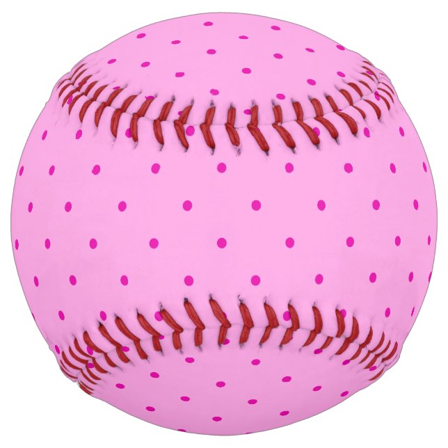 Tiny Pink Polka Dots Pattern on Lighter Pink Softball (Back)