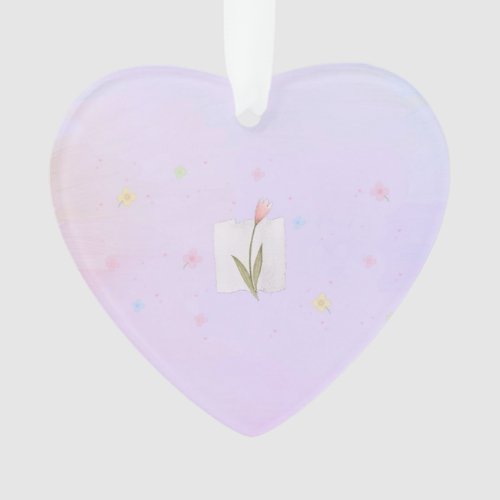 Tiny Pink Tulip Surrounded by Even Tinier Flowers Ornament