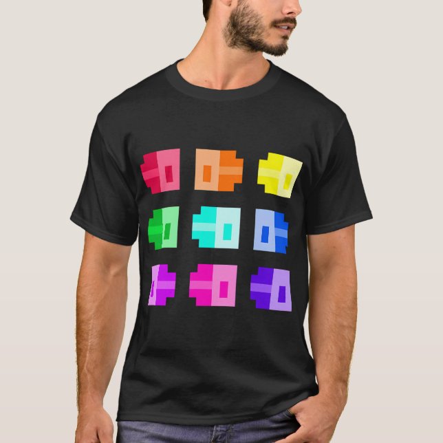 Tiny Pixel Fishies, Rainbow T-Shirt (Front)