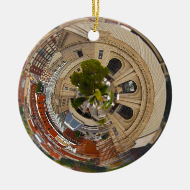Tiny Planet Union Station Kansas City MO. Ceramic Ornament (Front)