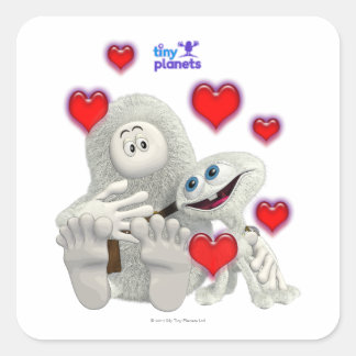 Tiny Planets All You need is Love Square Sticker