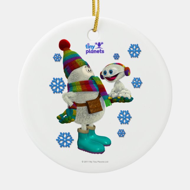Tiny Planets Snow Problem Ceramic Ornament (Front)