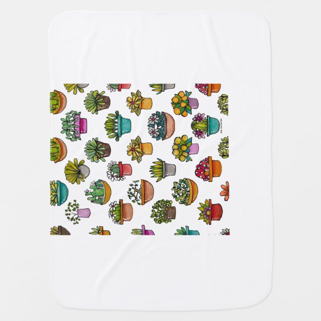 Tiny Plants In Pots Baby Blanket (Front)