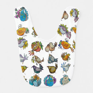 Tiny Plants In Pots & Birds Baby Bib