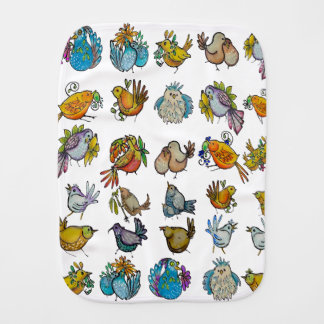 Tiny Plants In Pots & Birds Baby Burp Cloth