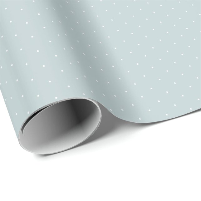Tiny polka dots dusty blue white pattern gift wrapping paper (Roll Corner)