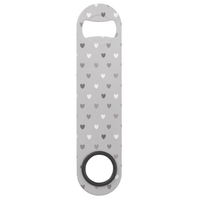 Tiny polka hearts in shades of gray bar key (Front)
