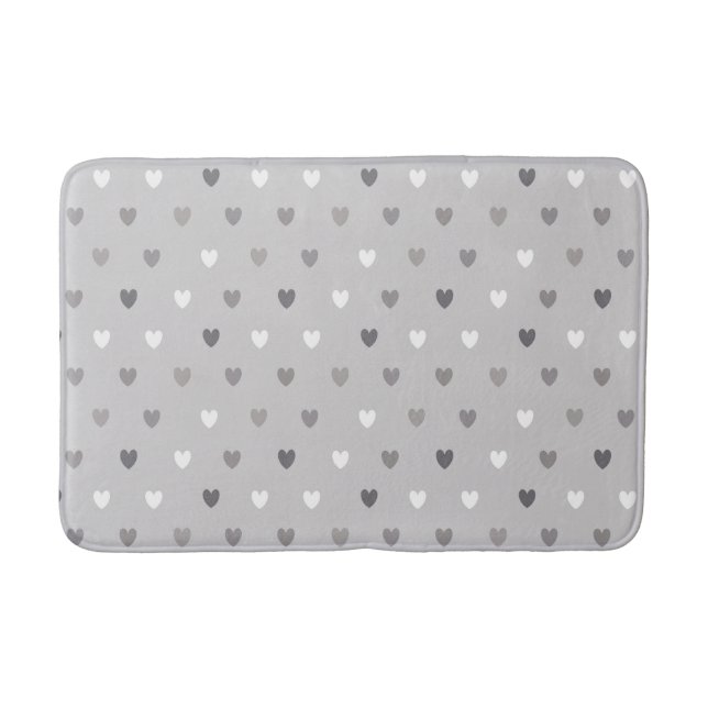 Tiny polka hearts in shades of gray bath mat (Front)