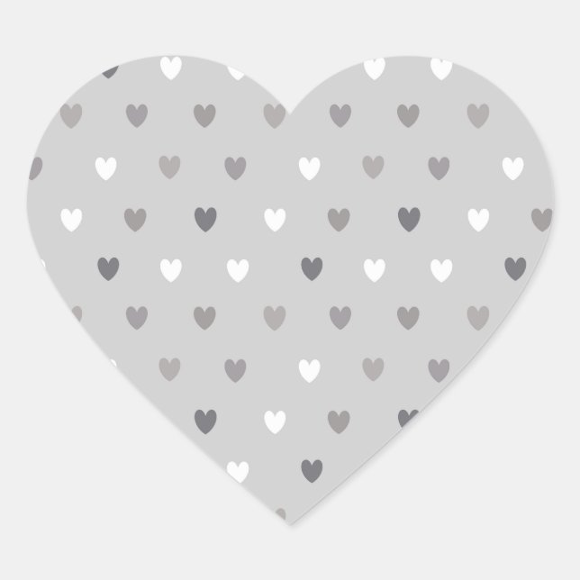 Tiny polka hearts in shades of gray heart sticker (Front)