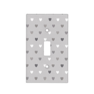 Tiny polka hearts in shades of gray light switch cover