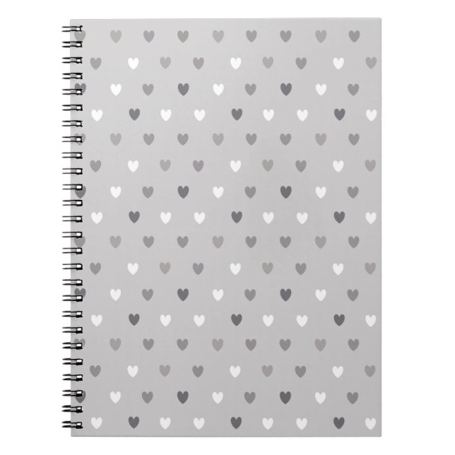 Tiny polka hearts in shades of gray notebook (Front)
