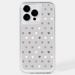Tiny polka hearts in shades of gray OtterBox iPhone 14 pro max case