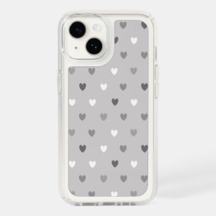 Tiny polka hearts in shades of gray speck iPhone 14 case