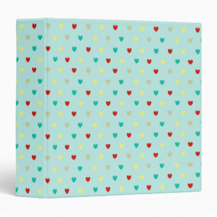 Tiny polka hearts on seafoam green 3 ring binder