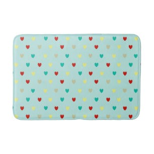 Tiny polka hearts on seafoam green bath mat