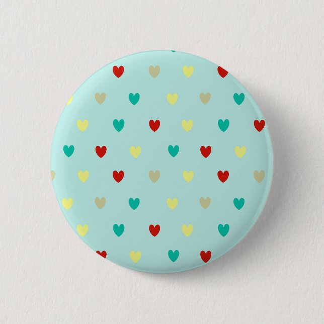Tiny polka hearts on seafoam green button (Front)