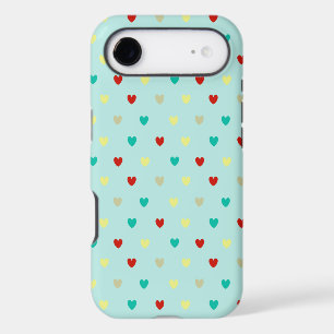 Tiny polka hearts on seafoam green iPhone 17 air case