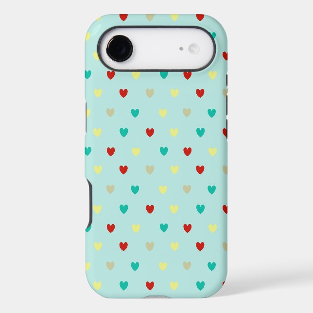Tiny polka hearts on seafoam green Case-Mate iPhone case (Back)