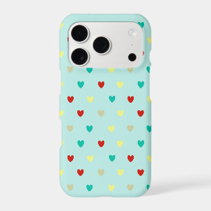 Tiny polka hearts on seafoam green iPhone 17 pro case