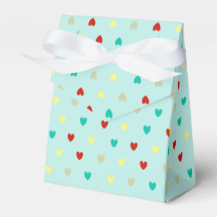 Tiny polka hearts on seafoam green favor boxes