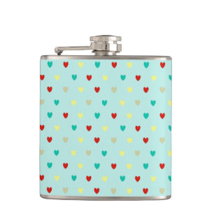 Tiny polka hearts on seafoam green flask