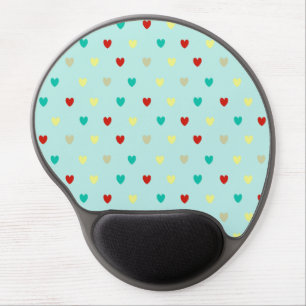 Tiny polka hearts on seafoam green gel mouse pad