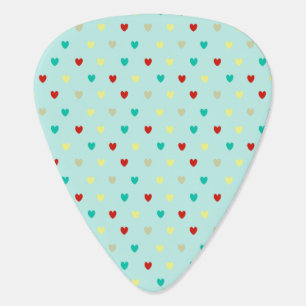 Tiny polka hearts on seafoam green guitar pick