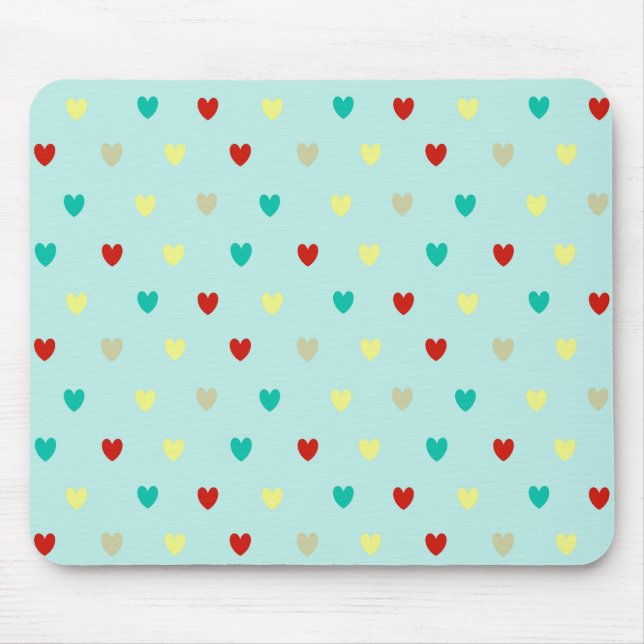 Tiny polka hearts on seafoam green mouse pad (Front)