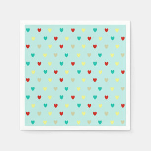 Tiny polka hearts on seafoam green napkins
