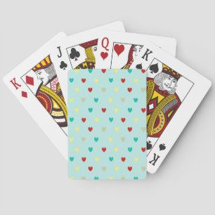 Tiny polka hearts on seafoam green poker cards