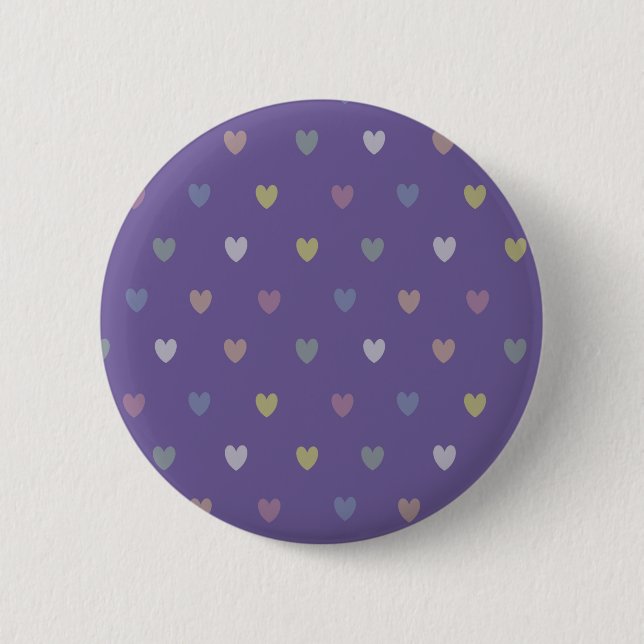 Tiny polka hearts on Ultra Violet Purple Button (Front)