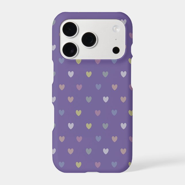 Tiny polka hearts on Ultra Violet Purple Case-Mate iPhone Case (Back)