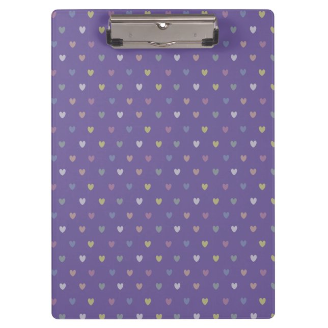 Tiny polka hearts on Ultra Violet Purple Clipboard (Front)