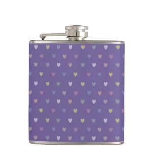 Tiny polka hearts on Ultra Violet Purple Flask