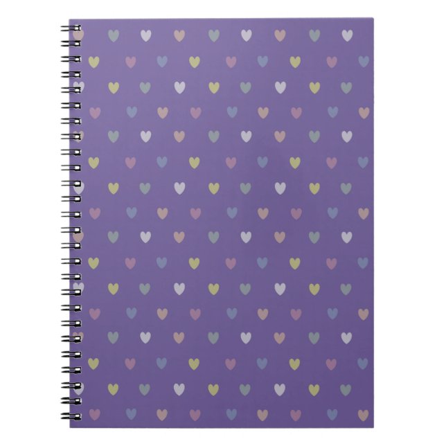 Tiny polka hearts on Ultra Violet Purple Notebook (Front)