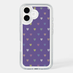 Tiny polka hearts on Ultra Violet Purple iPhone 16 Case