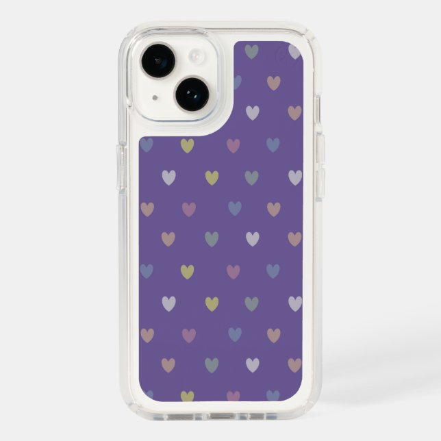 Tiny polka hearts on Ultra Violet Purple Speck iPhone Case (Front)
