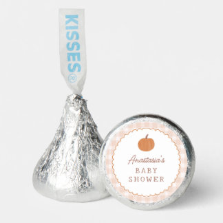 Tiny Pumpkin Fall Neutral Gingham Baby Shower Hershey®'s Kisses®
