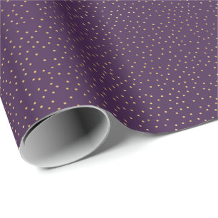 Tiny Purple and Gold Polka Dot Handmade Wrapping Paper