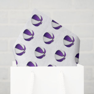tiny purple white basketballs pattern tissue paper