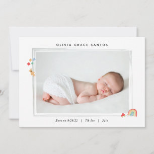 Tiny Rainbow Baby Birth Announcement