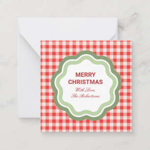 Tiny Red Gingham Personalized Gift Enclosure Note Card